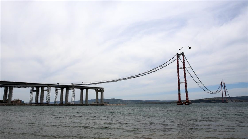 1915 Çanakkale Köprüsü inşaatında son çelik halat montajı yapıldı