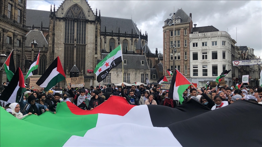 Hollanda'da Filistin'e destek gösterileri devam ediyor