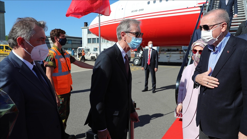 Turkish president arrives in Brussels to attend NATO leaders’ summit