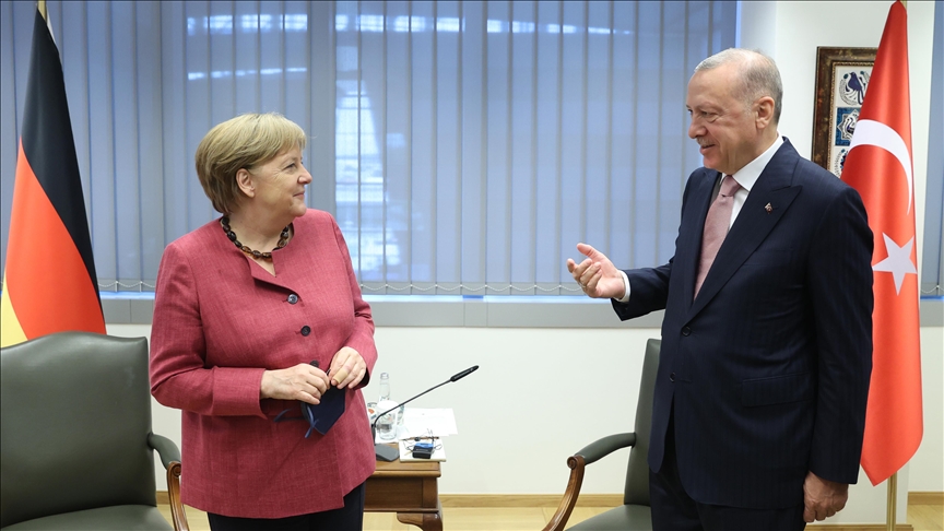 Turkish president meets German chancellor at NATO summit