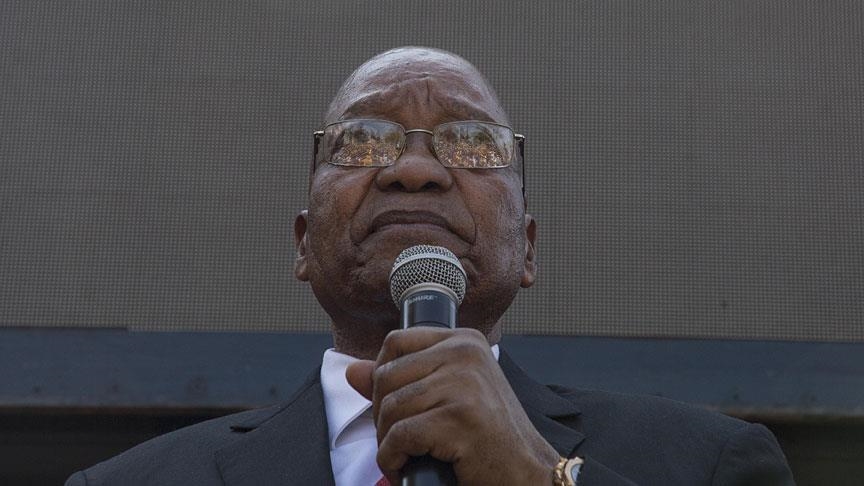 Former South African president addresses supporters as court reviews his jail sentence
