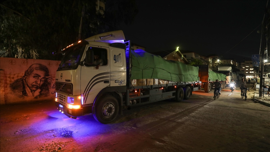 قافلة مساعدات تركية تصل غزة من معبر رفح 