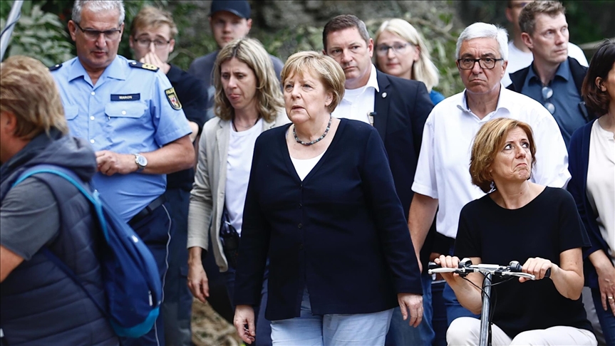 Germany's Merkel tours 'frightening' flood-stricken region