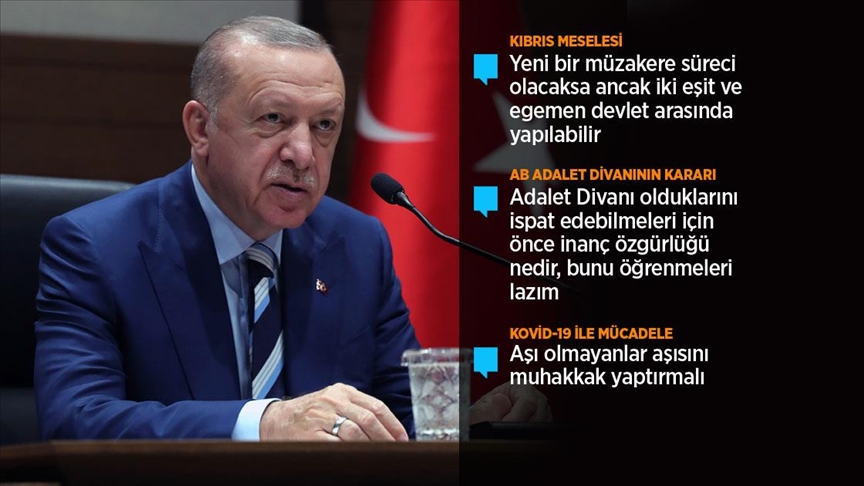 Cumhurbaşkanı Erdoğan: Kıbrıs Türk'ü Ada'da yarım asırdan fazla bir süredir eşitlik ve adalet mücadelesi veriyor