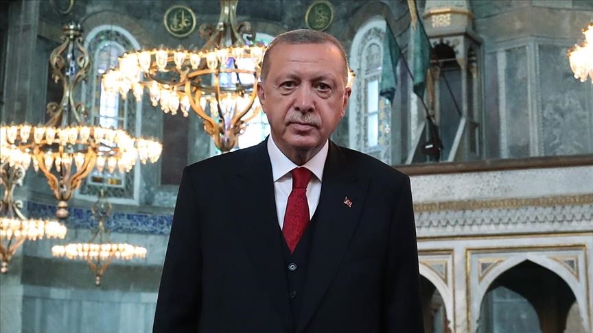 Turkish president marks 1st anniversary of reopening of Hagia Sophia Grand Mosque