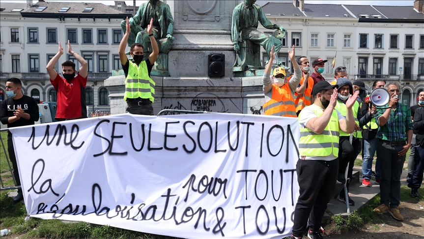 Undocumented migrants protest for rights in Belgium's capital