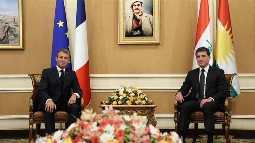 French president meets head of regional Kurdish gov't in northern Iraq