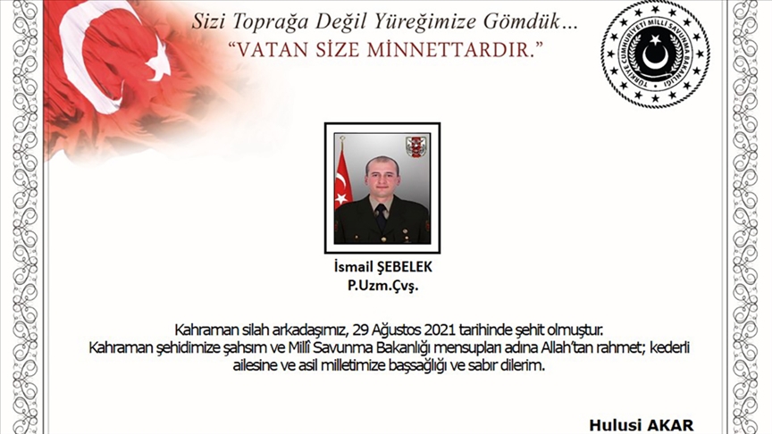 Pençe-Kaplan Operasyonu'nda yaralanan asker şehit oldu