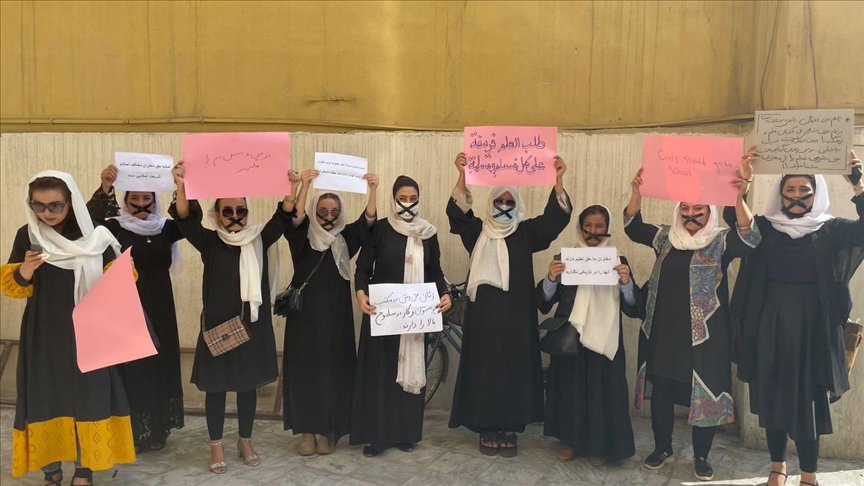 Women stage ‘silent protest’ in support of girls’ education in Afghanistan