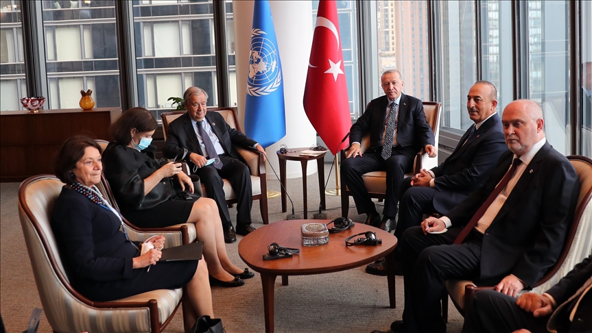أردوغان وغوتيريش يبحثان تطورات أفغانستان وقضية قبرص