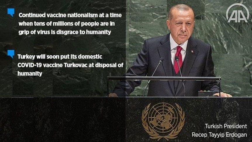 Turkey’s president calls vaccine nationalism disgrace for humanity