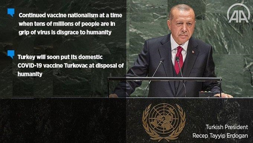 Turkey’s president calls vaccine nationalism 'disgrace for humanity'