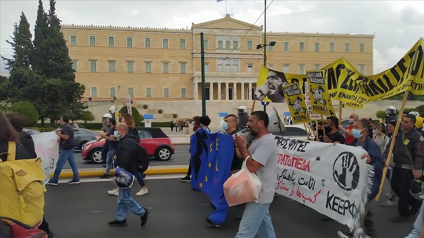 Anti-fascist demonstrators march in central Athens