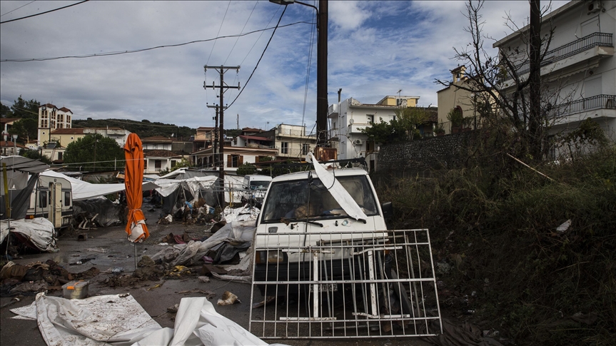 Storm Athena hits Greece's burned Evia island