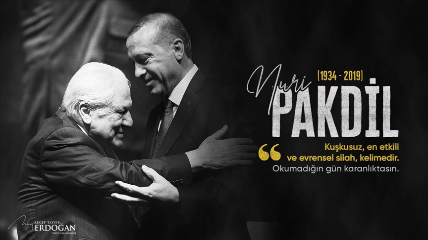 Cumhurbaşkanı Erdoğan edebiyatçı Nuri Pakdil'i andı