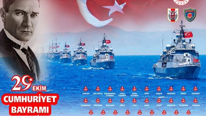 Deniz Kuvvetlerine ait 29 gemiyle 29 limanda Cumhuriyet Bayramı kutlanacak