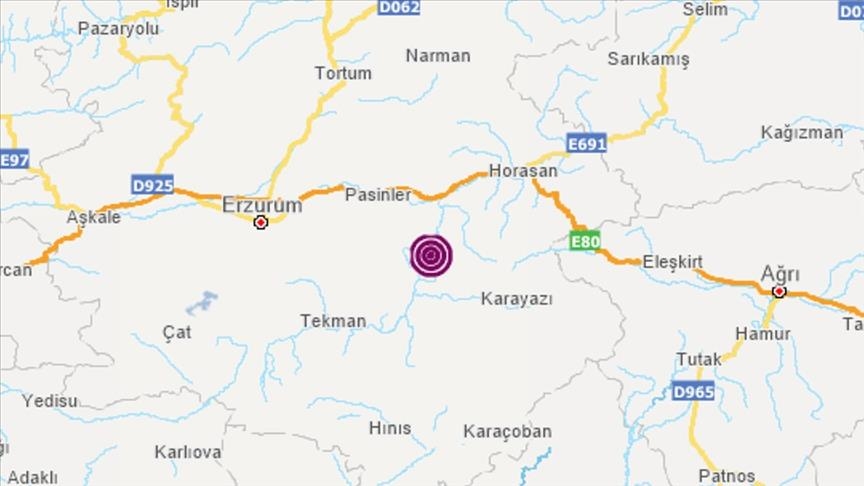 На Эрзуруме произошло землетрясение магнитудой 4,7