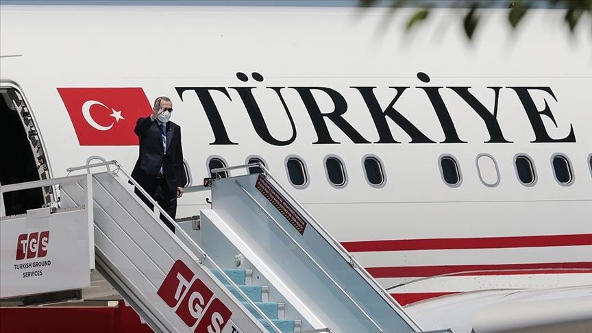 Turkish president arrives in Turkmenistan to attend ECO summit