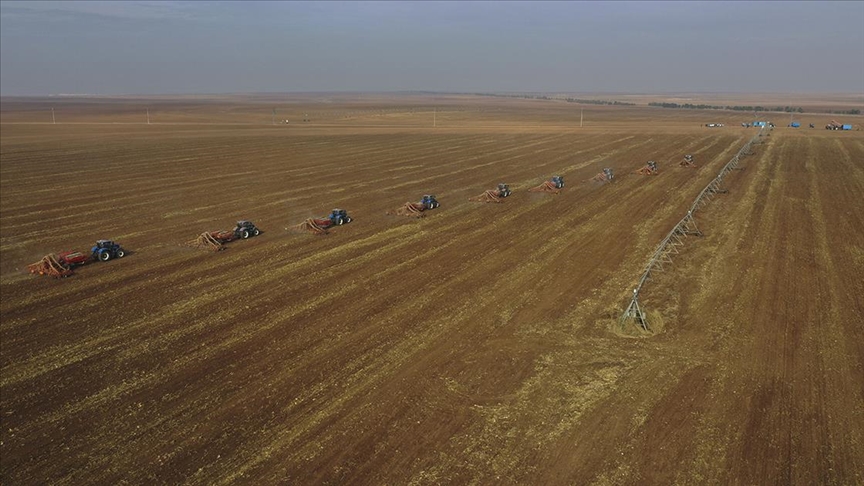 Türkiyenin en büyük işletmesinde hububat tohumları toprakla buluştu