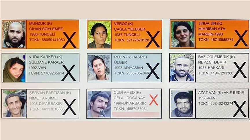 Tunceli'de etkisiz hale getirilen turuncu ve gri listedeki 5 teröristin isimleri ile katıldıkları eylemler açıklandı
