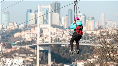 Istanbul zipliners take in dazzling sky-high view of Bosphorus