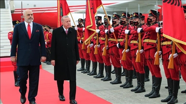 Turkish President Erdogan welcomed in Albania with official ceremony