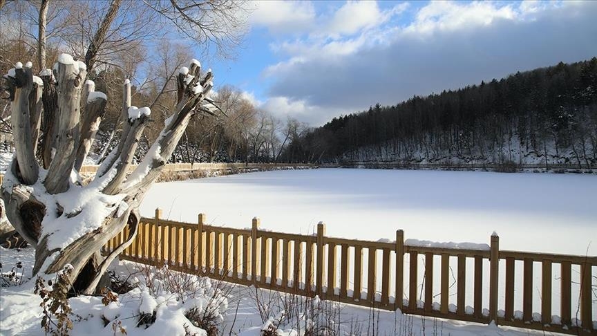 چشم انداز زیبای زمستانی برف در «پارک طبیعت کاراگول» ترکیه