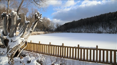 Karagöl Tabiat Parkı karla kaplandı 
