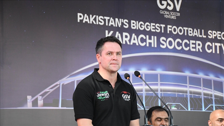 Michael Owen breaks ground for football stadium in Karachi, Pakistan