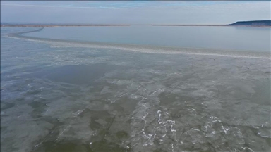 Турција: Езерото Гала, станицата на фламингата, делумно замрзнато поради ниските температури