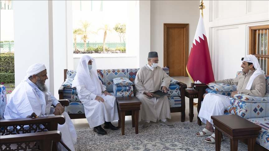 دیدار امیر قطر و رئیس اتحادیه جهانی علمای مسلمان