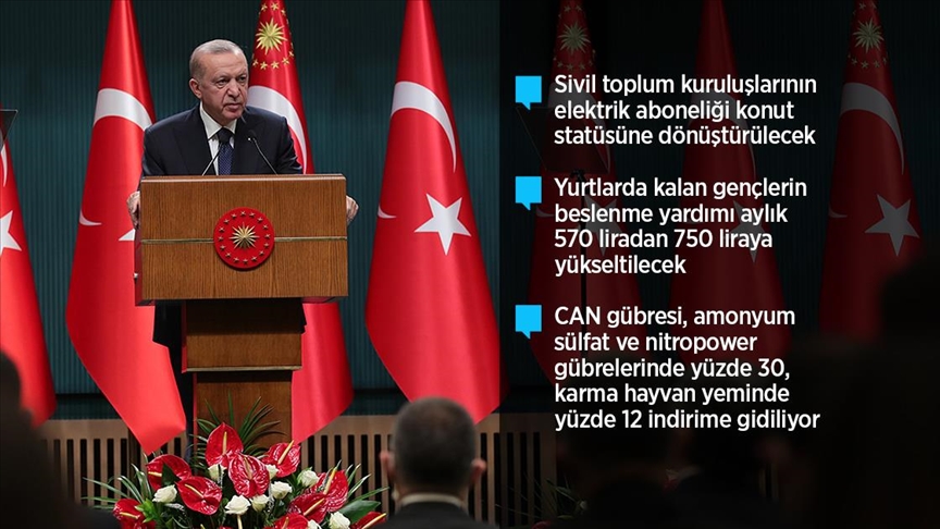 Cumhurbaşkanı Erdoğan: Elektrikte tarife rakamları vatandaşımız lehine yeniden değerlendirilecek