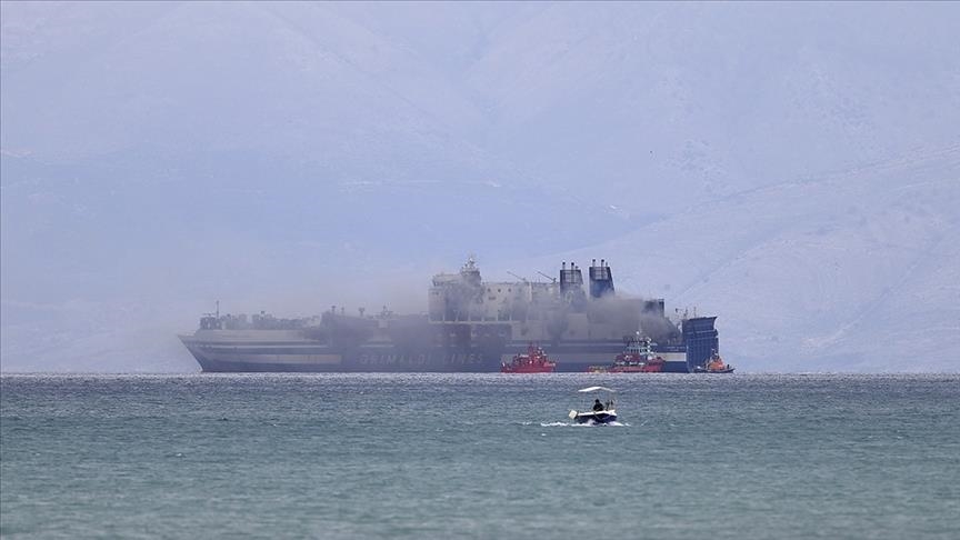 1 found dead, 10 still missing on burning ferry near Greece