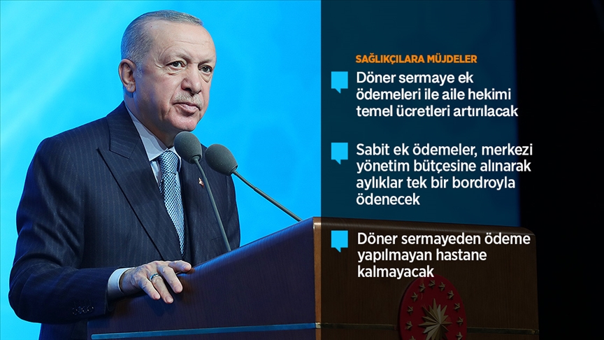 Cumhurbaşkanı Erdoğan: Sağlık çalışanlarının ücretlerinde yaptığımız iyileştirme, emekliliklerine de yansıyacak