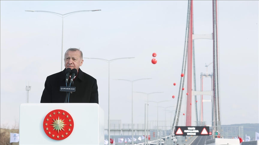 Turkish president inaugurates 1915 Canakkale Bridge