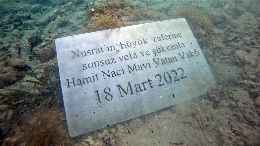 Nusret Mayın Gemisi için denizin derinliklerine plaket bırakıldı