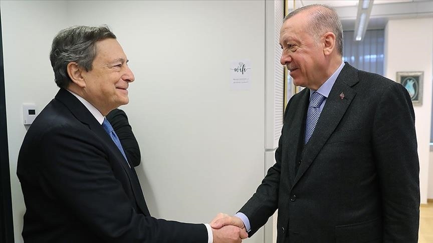 Il presidente turco Erdogan incontra il primo ministro italiano Draghi