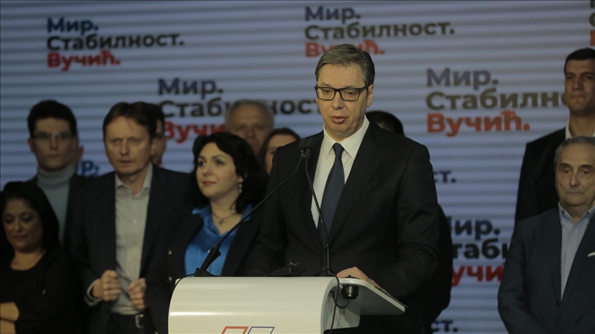 Serbian president declares victory in 1st round of elections