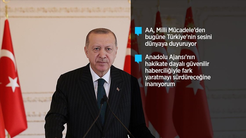 Cumhurbaşkanı Erdoğan AA'nın 102. kuruluş yıl dönümünü kutladı