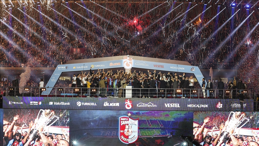 Trabzonspor celebrate Turkish league title in grand style, fans escort team ship to hail champions