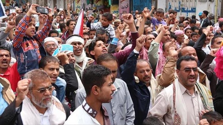 تظاهرات مردم یمن علیه حوثی‌ها در تعز