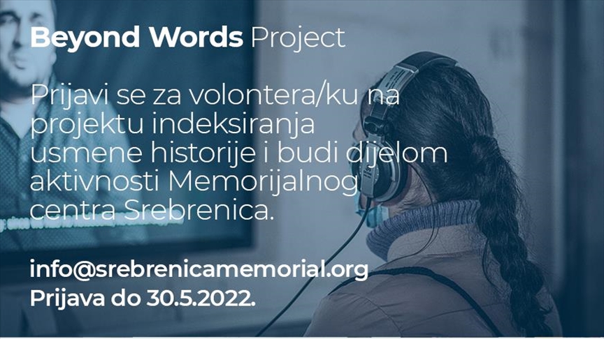 Volontiraj u projektu "Beyond Words" Memorijalnog centra Srebrenica