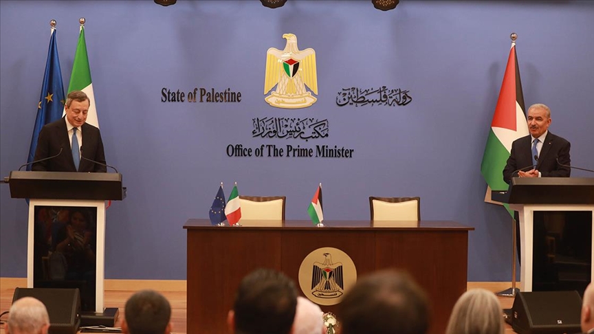 Filistin Başbakanı Iştiyye, İtalyan mevkidaşı Draghi ile iki devletli çözümü görüştü
