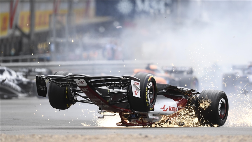 British Grand Prix starts with scary crash, Guanyu Zhou's car tumbles