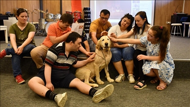 Eğitimli köpek 'Max' Down sendromlu çocukların yol arkadaşı oldu