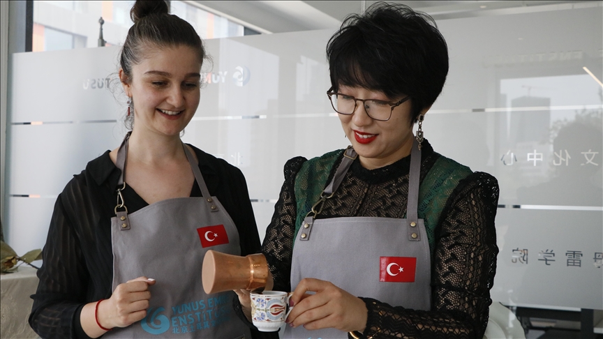 Aroma of freshly ground Turkish coffee in ewer enchants guests in Beijing