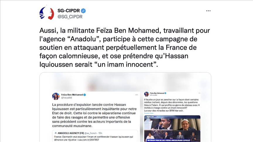 Le CIPDR, organe gouvernemental français cible une journaliste de l’Agence Anadolu