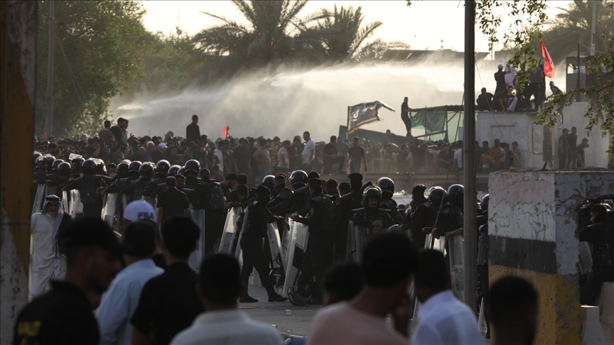 Supporters of pro-Iran groups protest near Baghdad’s Green Zone