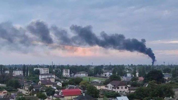 Transformer substation catches fire after explosion in Crimea