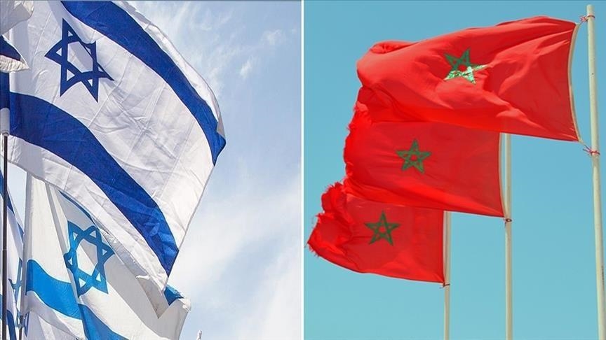 Drapeau Maroc Avec Le Drapeau D'Israël, Le Rendu 3D Banque D